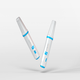 Segunda imagem do produto Hyrimoz 40mg, caixa com 2 canetas aplicadoras preenchidas com 0,8mL de solução