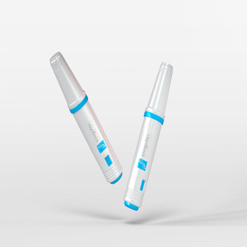 Segunda imagem do produto Hyrimoz 40mg, caixa com 2 canetas aplicadoras preenchidas com 0,8mL de solução