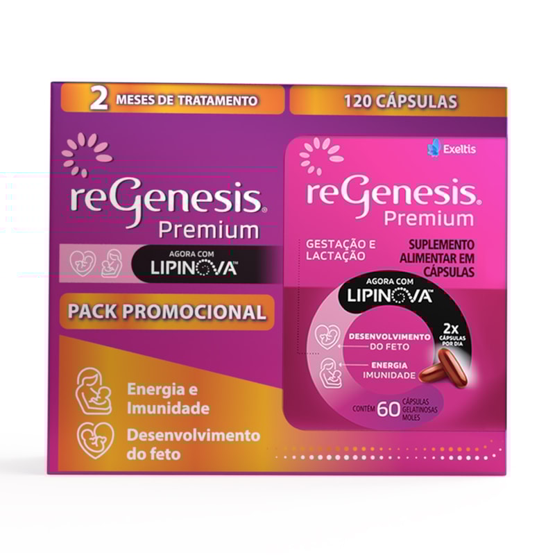 Pack Regenesis Premium Lipinova com 120 cápsulas