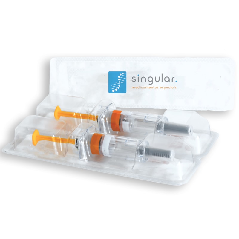 Segunda imagem do produto Volare 60mg, caixa com 2 seringas preenchidas com 0,6mL de solução + sistema de segurança